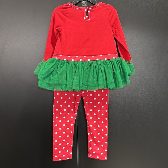 Nanette 2pc.JOY embroidered candy canes,peplum ruffle waist top,stretch leggings - Picture 4 of 4